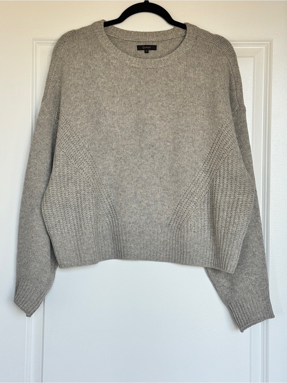 EUC QUINCE 100% Yak Wool Pointelle Detail Relaxed Crew Warm Heather Grey Size XL - Picture 3 of 15
